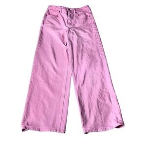 Old Navy Pink Sky-Hi Wide Leg Extra High Rise Jeans SZ 0 Bubblegum Pastel Denim